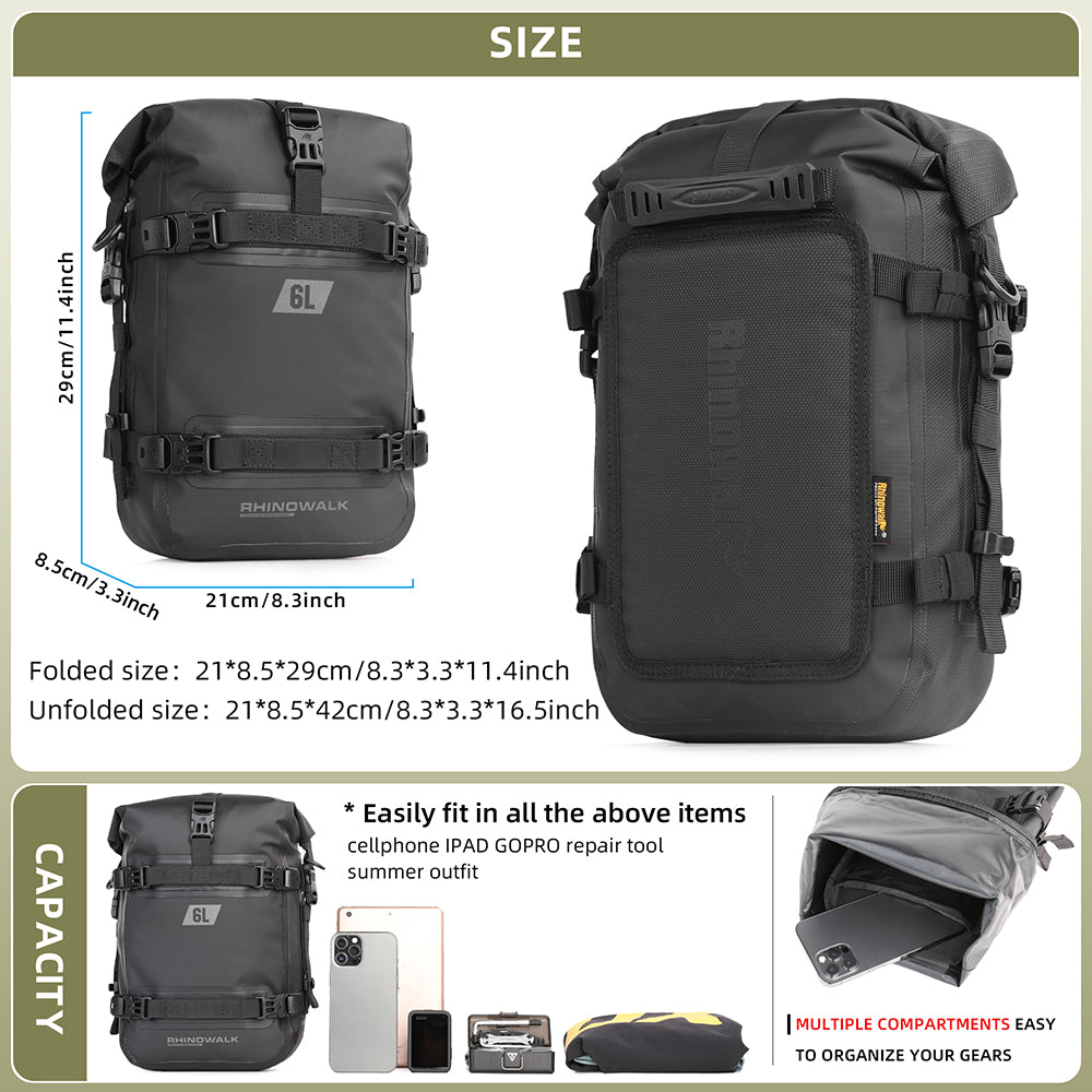 RHINOWALK MT2206 6L Waterproof Motorcycle Side Storage Bag Motorbike Side Bumper Bag RHINOWALK MT2206 6L Waterproof Motorcycle Side Storage Bag Motorbike Side Bumper Bag